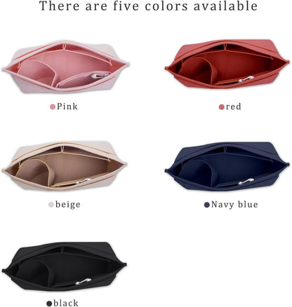 Felt Purse Organizer Insert Tote Organizers for Longchamp Divider Pocket & Zipper Inner Bag Liner fit Large, Navy Blue
