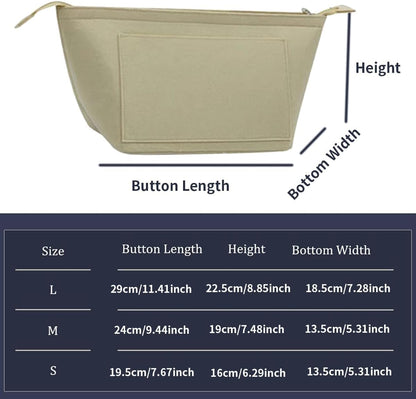 Felt Purse Organizer Insert Tote Organizers for Longchamp Divider Pocket & Zipper Inner Bag Liner fit Large, Navy Blue