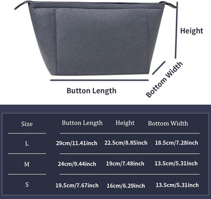 Felt Purse Organizer Insert Tote Organizers for Longchamp Divider Pocket & Zipper Inner Bag Liner fit Large, Navy Blue