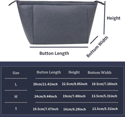 Felt Purse Organizer Insert Tote Organizers for Longchamp Divider Pocket & Zipper Inner Bag Liner fit Large, Navy Blue