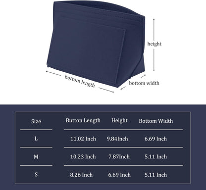 Felt Purse Organizer Insert Tote Organizers for Longchamp Divider Pocket & Zipper Inner Bag Liner fit Large, Navy Blue