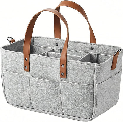 Baby Diaper Caddy, Nursery Storage Basket for Newborn & Baby‑Shower Gifts