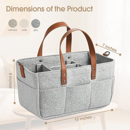 Baby Diaper Caddy, Nursery Storage Basket for Newborn & Baby‑Shower Gifts