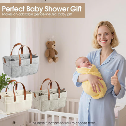 Baby Diaper Caddy, Nursery Storage Basket for Newborn & Baby‑Shower Gifts