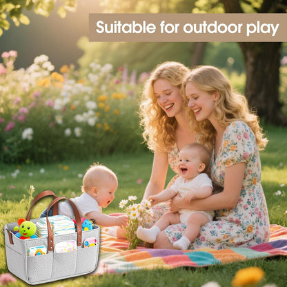 Baby Diaper Caddy, Nursery Storage Basket for Newborn & Baby‑Shower Gifts