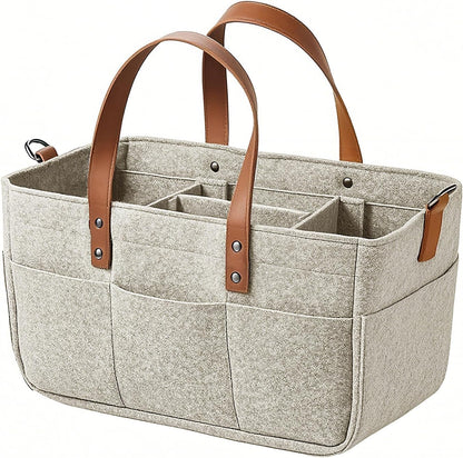 Baby Diaper Caddy, Nursery Storage Basket for Newborn & Baby‑Shower Gifts