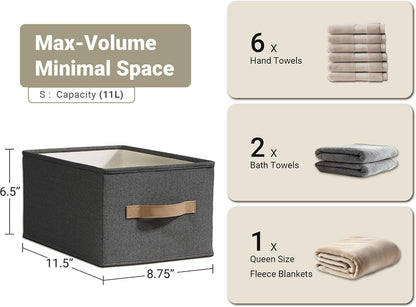 3-Pack Closet Storage Bins, Foldable Fabric Storage Baskets, Beige