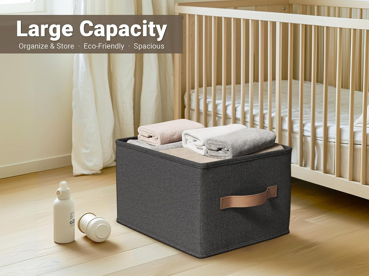 3-Pack Closet Storage Bins, Foldable Fabric Storage Baskets, Beige