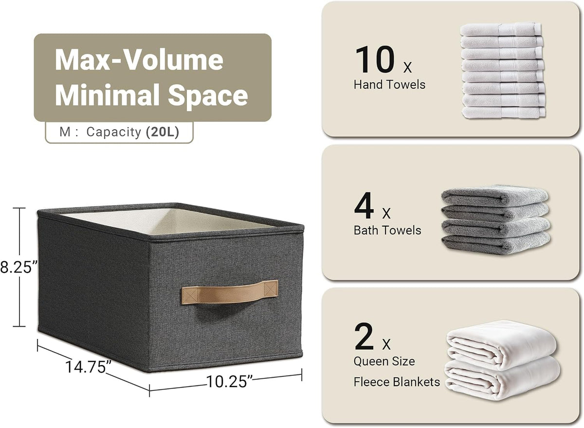 3-Pack Closet Storage Bins, Foldable Fabric Storage Baskets, Beige