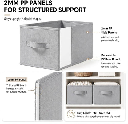 3-Pack Closet Storage Bins, Foldable Fabric Storage Baskets, Beige