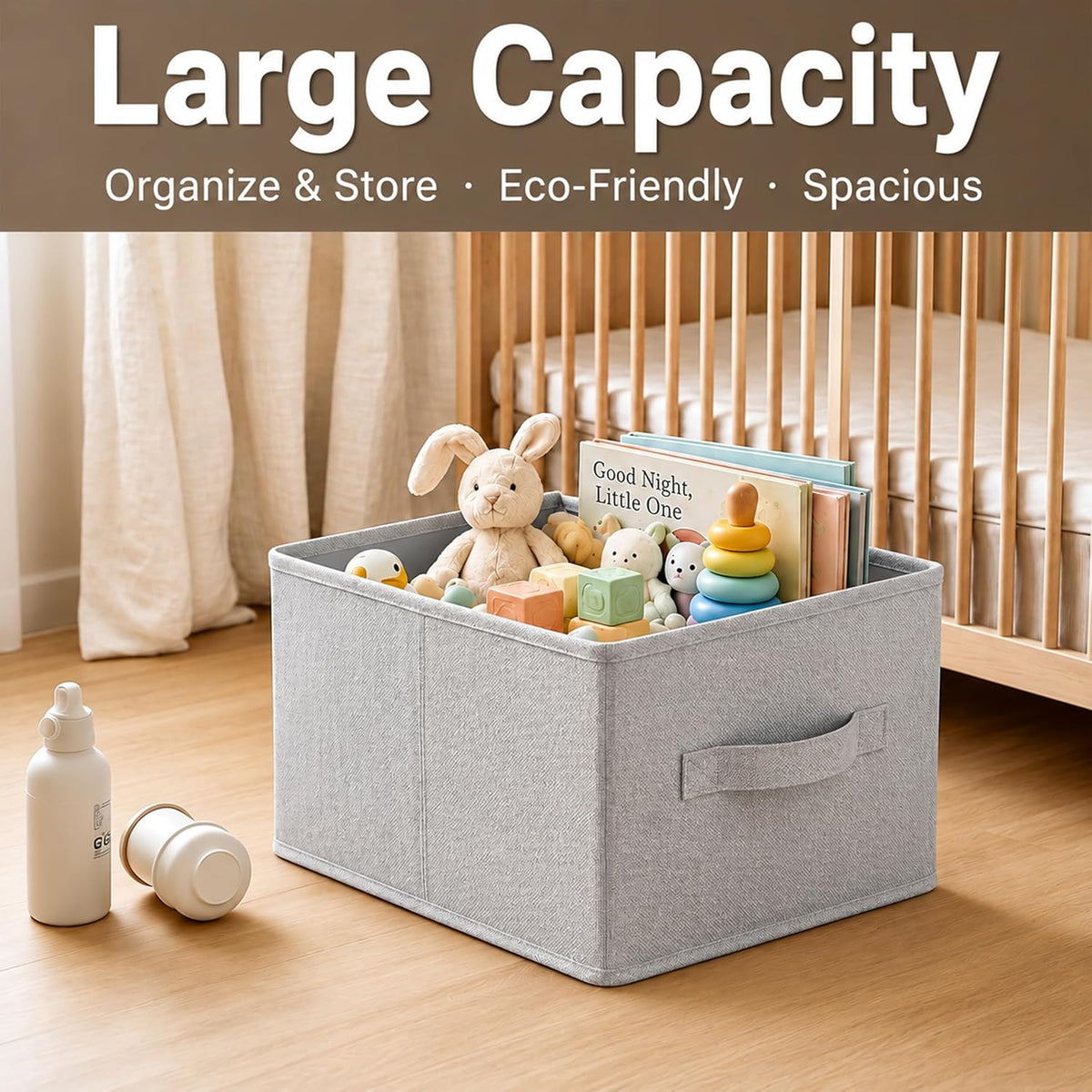 3-Pack Closet Storage Bins, Foldable Fabric Storage Baskets, Beige
