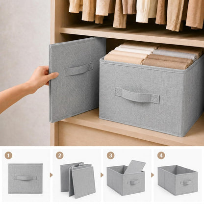 3-Pack Closet Storage Bins, Foldable Fabric Storage Baskets, Beige