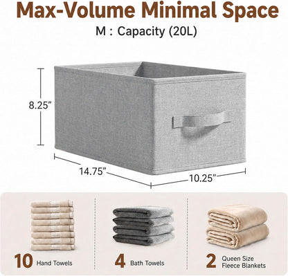 3-Pack Closet Storage Bins, Foldable Fabric Storage Baskets, Beige