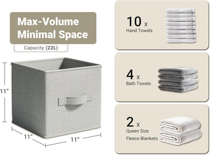 3-Pack Closet Storage Bins, Foldable Fabric Storage Baskets, Beige
