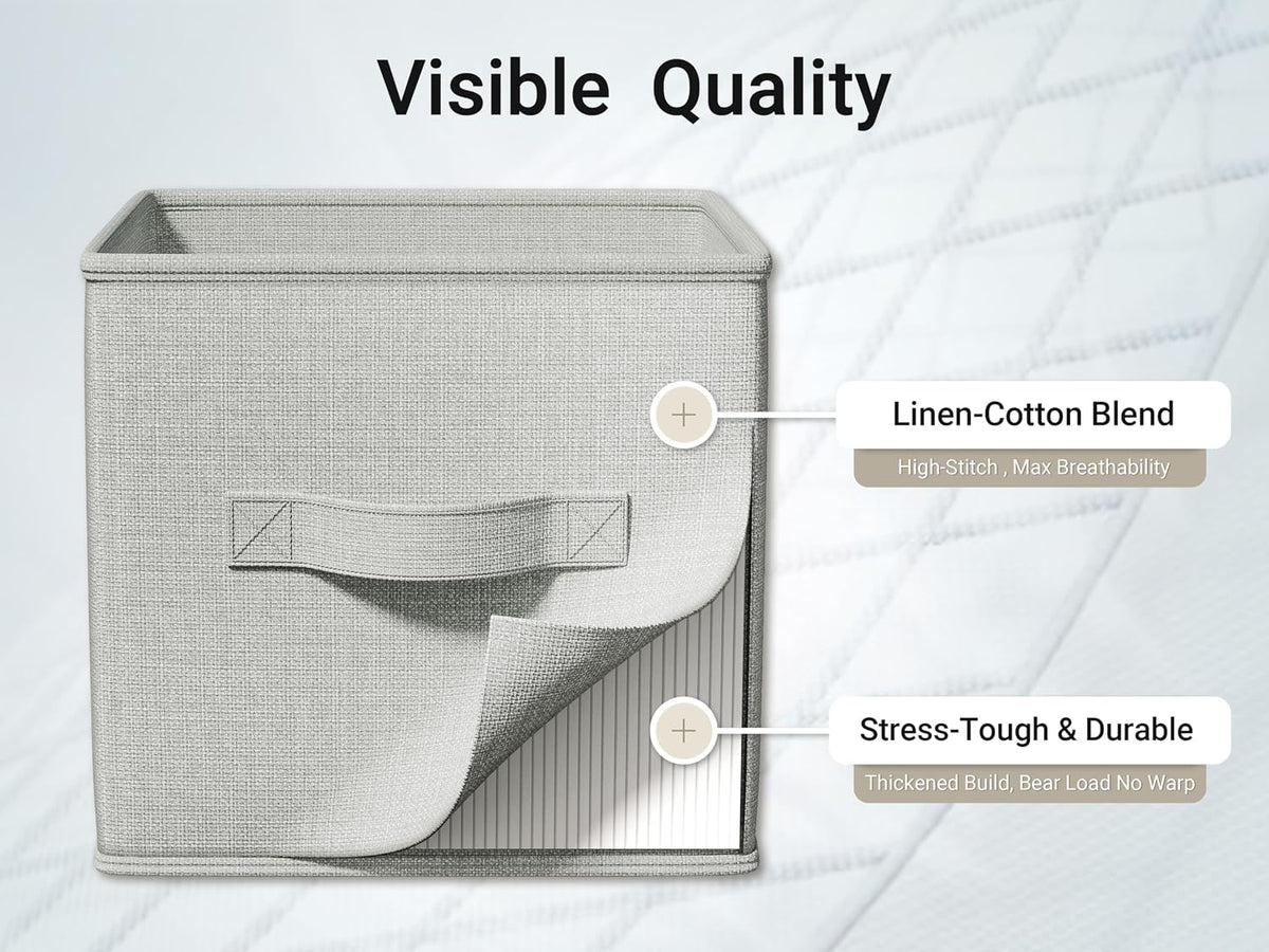 3-Pack Closet Storage Bins, Foldable Fabric Storage Baskets, Beige