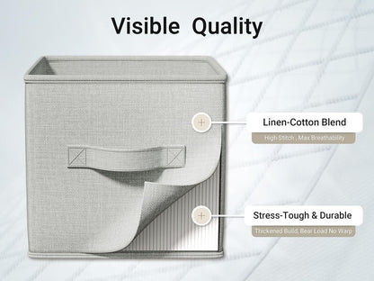 3-Pack Closet Storage Bins, Foldable Fabric Storage Baskets, Beige