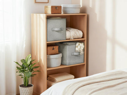 3-Pack Closet Storage Bins, Foldable Fabric Storage Baskets, Beige