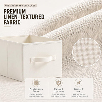 3-Pack Closet Storage Bins, Foldable Fabric Storage Baskets, Beige