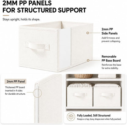 3-Pack Closet Storage Bins, Foldable Fabric Storage Baskets, Beige