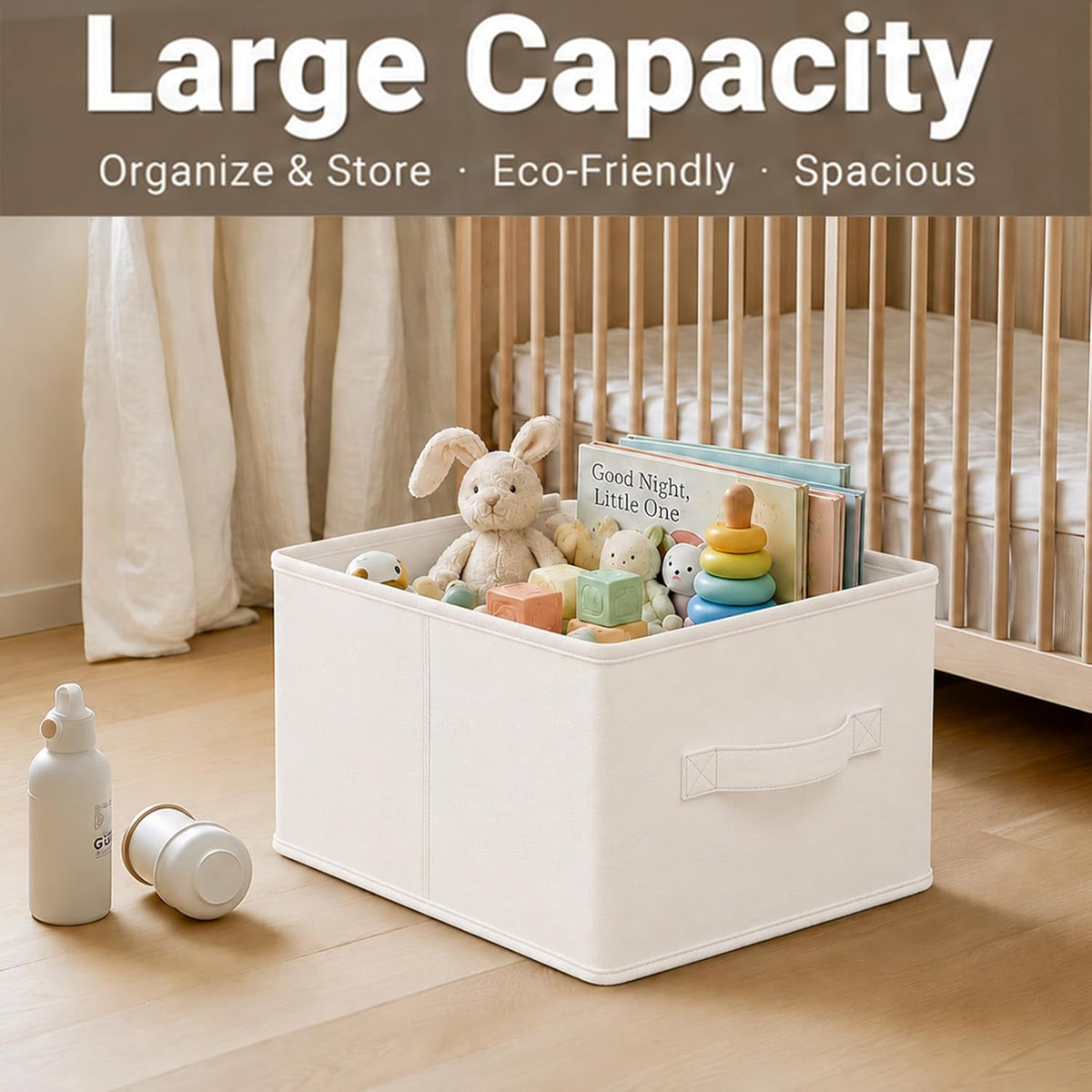 3-Pack Closet Storage Bins, Foldable Fabric Storage Baskets, Beige