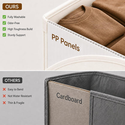 3-Pack Closet Storage Bins, Foldable Fabric Storage Baskets, Beige
