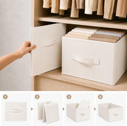 3-Pack Closet Storage Bins, Foldable Fabric Storage Baskets, Beige