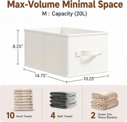 3-Pack Closet Storage Bins, Foldable Fabric Storage Baskets, Beige