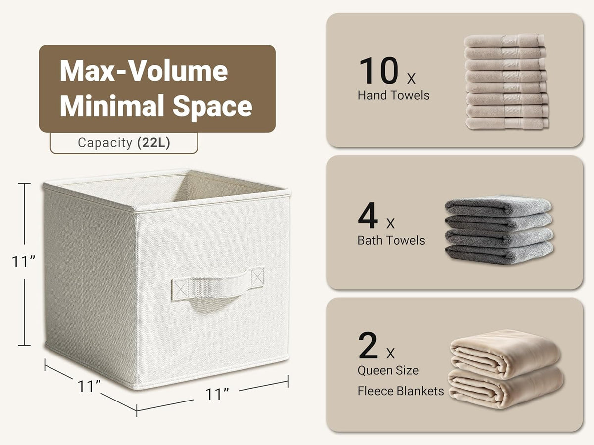 3-Pack Closet Storage Bins, Foldable Fabric Storage Baskets, Beige