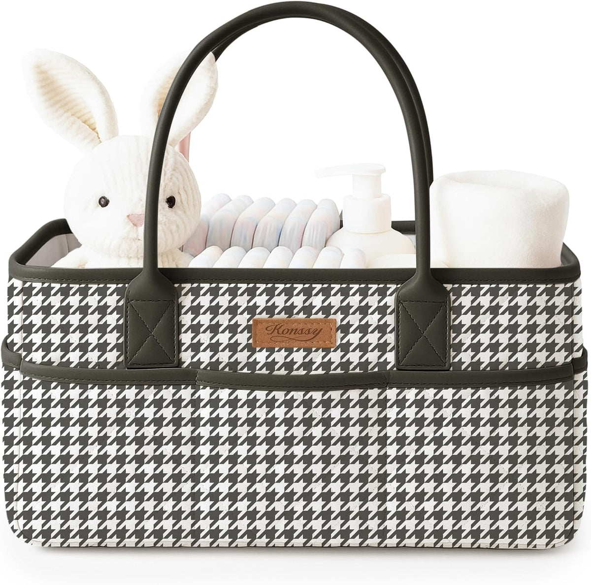 Baby Diaper Caddy Organizer, Floral Design with PU Leather Handles