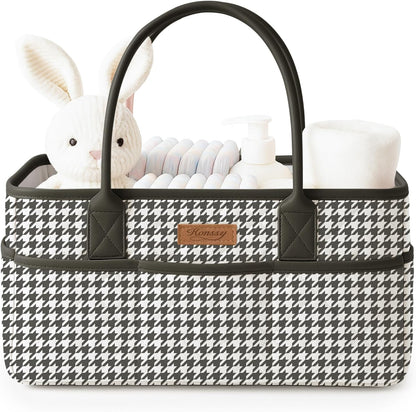 Baby Diaper Caddy Organizer, Floral Design with PU Leather Handles