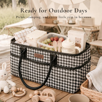 Baby Diaper Caddy Organizer, Floral Design with PU Leather Handles