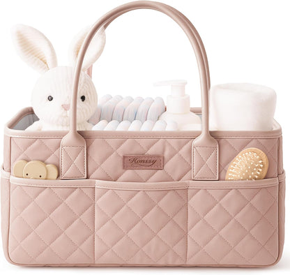 Baby Diaper Caddy Organizer, Floral Design with PU Leather Handles