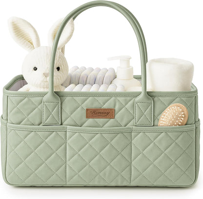 Baby Diaper Caddy Organizer, Floral Design with PU Leather Handles