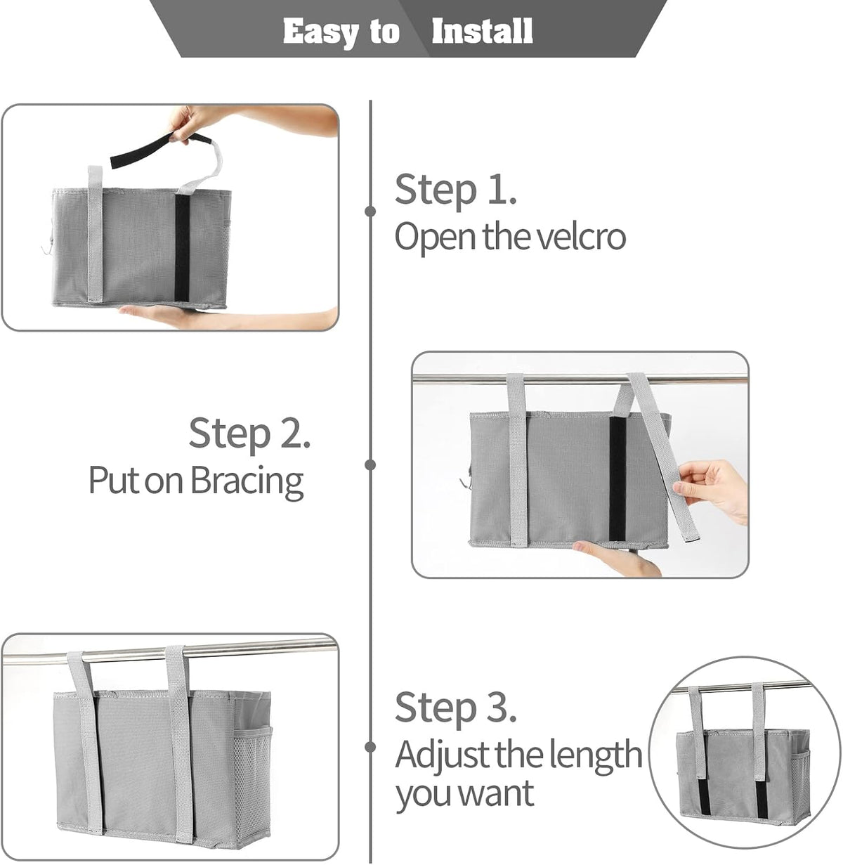 Bunk Bed Organizer, Bedside Caddy Hanging Bed Organizer Storage Bag 8 Pockets, for College Dorm Rooms Bed, Hospital Bed, Baby Bed Rails, 600D Oxford Cloth (Orange)