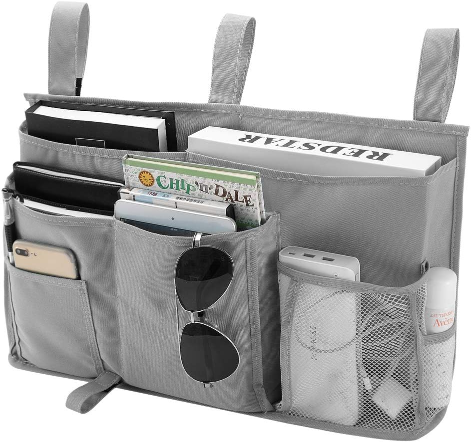Bunk Bed Organizer, Bedside Caddy Hanging Bed Organizer Storage Bag 8 Pockets, for College Dorm Rooms Bed, Hospital Bed, Baby Bed Rails, 600D Oxford Cloth (Orange)