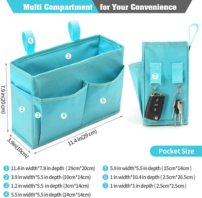 Bunk Bed Organizer, Bedside Caddy Hanging Bed Organizer Storage Bag 8 Pockets, for College Dorm Rooms Bed, Hospital Bed, Baby Bed Rails, 600D Oxford Cloth (Orange)