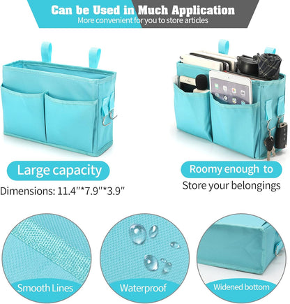 Bunk Bed Organizer, Bedside Caddy Hanging Bed Organizer Storage Bag 8 Pockets, for College Dorm Rooms Bed, Hospital Bed, Baby Bed Rails, 600D Oxford Cloth (Orange)