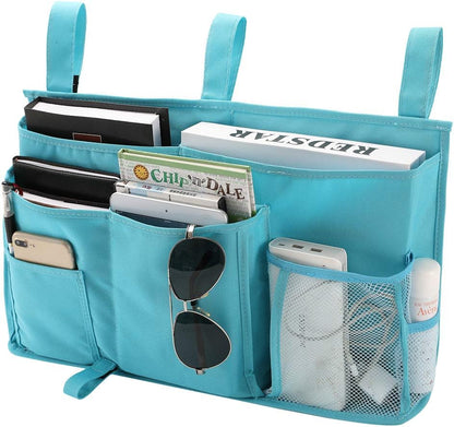 Bunk Bed Organizer, Bedside Caddy Hanging Bed Organizer Storage Bag 8 Pockets, for College Dorm Rooms Bed, Hospital Bed, Baby Bed Rails, 600D Oxford Cloth (Orange)