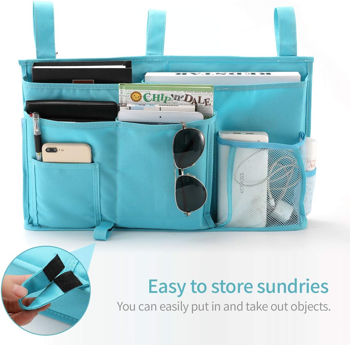 Bunk Bed Organizer, Bedside Caddy Hanging Bed Organizer Storage Bag 8 Pockets, for College Dorm Rooms Bed, Hospital Bed, Baby Bed Rails, 600D Oxford Cloth (Orange)