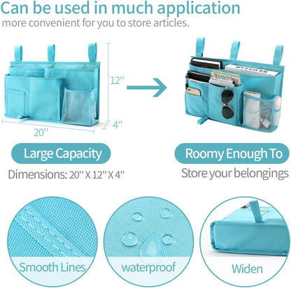 Bunk Bed Organizer, Bedside Caddy Hanging Bed Organizer Storage Bag 8 Pockets, for College Dorm Rooms Bed, Hospital Bed, Baby Bed Rails, 600D Oxford Cloth (Orange)