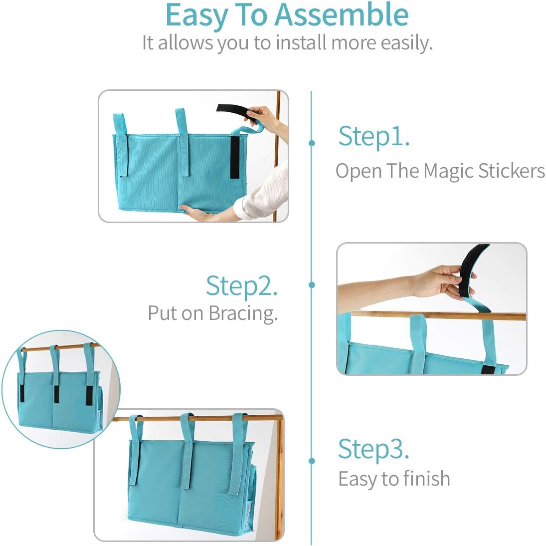 Bunk Bed Organizer, Bedside Caddy Hanging Bed Organizer Storage Bag 8 Pockets, for College Dorm Rooms Bed, Hospital Bed, Baby Bed Rails, 600D Oxford Cloth (Orange)