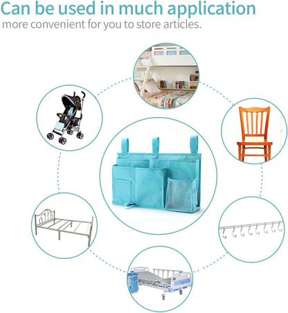 Bunk Bed Organizer, Bedside Caddy Hanging Bed Organizer Storage Bag 8 Pockets, for College Dorm Rooms Bed, Hospital Bed, Baby Bed Rails, 600D Oxford Cloth (Orange)