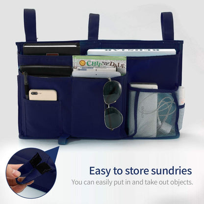 Bunk Bed Organizer, Bedside Caddy Hanging Bed Organizer Storage Bag 8 Pockets, for College Dorm Rooms Bed, Hospital Bed, Baby Bed Rails, 600D Oxford Cloth (Orange)