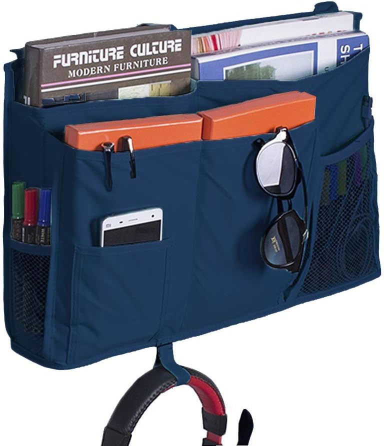 Bunk Bed Organizer, Bedside Caddy Hanging Bed Organizer Storage Bag 8 Pockets, for College Dorm Rooms Bed, Hospital Bed, Baby Bed Rails, 600D Oxford Cloth (Orange)