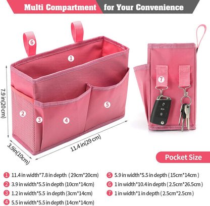 Bunk Bed Organizer, Bedside Caddy Hanging Bed Organizer Storage Bag 8 Pockets, for College Dorm Rooms Bed, Hospital Bed, Baby Bed Rails, 600D Oxford Cloth (Orange)