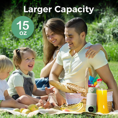 Portable Bottle Warmer for Travel, 15oz Capacity Baby Bottle Warmer with Fast Heating, 12000mAh Battery & Fast Charger, Pasteurization for Hygiene, Precise Temp Control, Leak-Proof