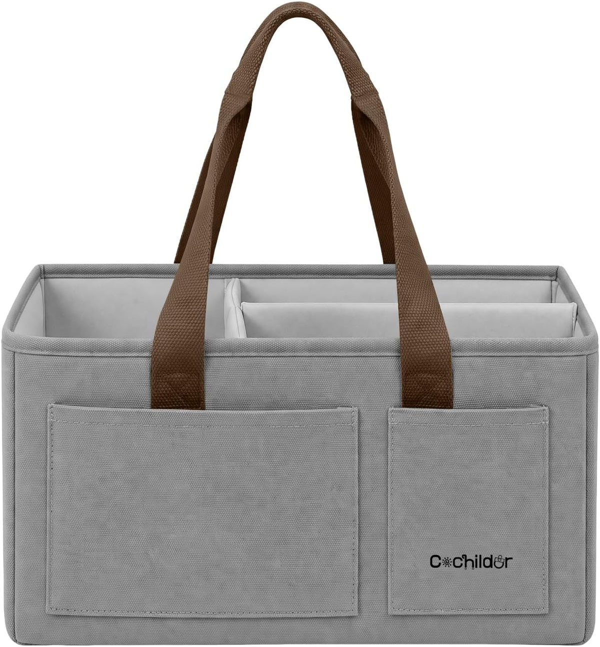 Canvas Baby Diaper Caddy Organizer with Handle, Gray