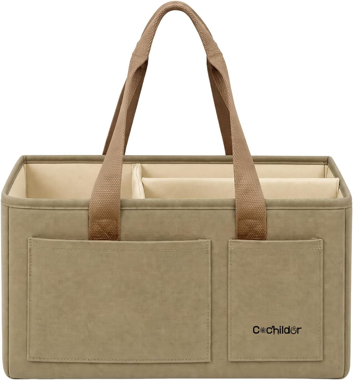 Canvas Baby Diaper Caddy Organizer with Handle, Gray