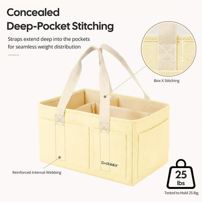 Canvas Baby Diaper Caddy Organizer with Handle, Gray