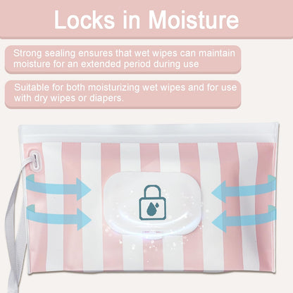 Baby Wipe Holder,Wipe Dispenser, 3-Pack Portable Refillable Wipe Container,Reusable Travel Baby Wipes Case, Waterproof and Dustproof, Wipe Holder for Diaper (Pink)